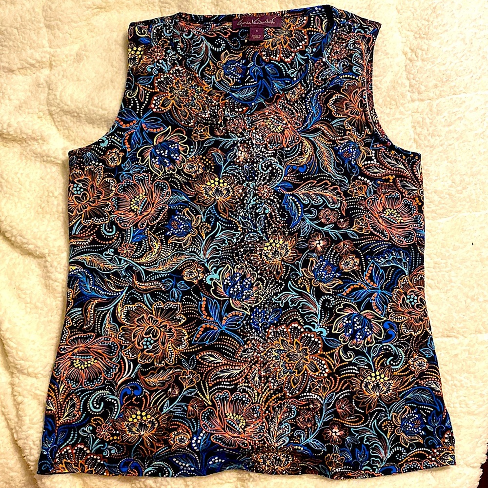 Gloria Vanderbilt Women’s Multi Colored Tank Top with Silver accent